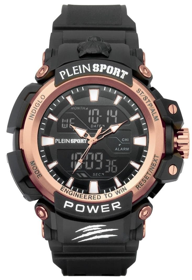 PLEIN SPORT Combat Digital Chronograph - PSNBA0323, Black case with Black Rubber Strap