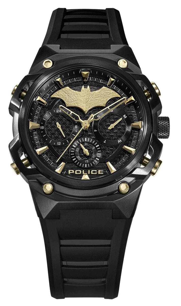 POLICE X BATMAN Crusader Gift Set Limited Edition - PEWGQ0089902, Black case with Black Rubber Strap