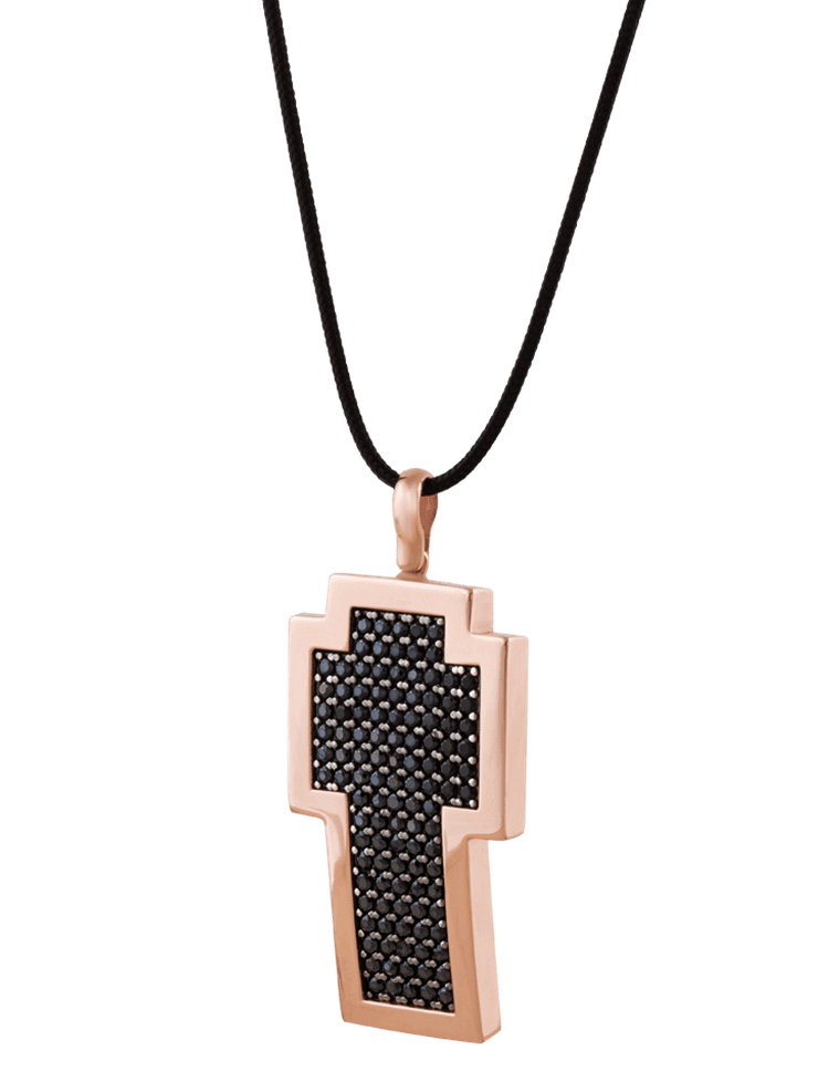 VERY GAVELLO Tattoo Pave Κολιέ-Σταυρός από χρυσό 9 καράτια VPTAPCCZ-S-R1